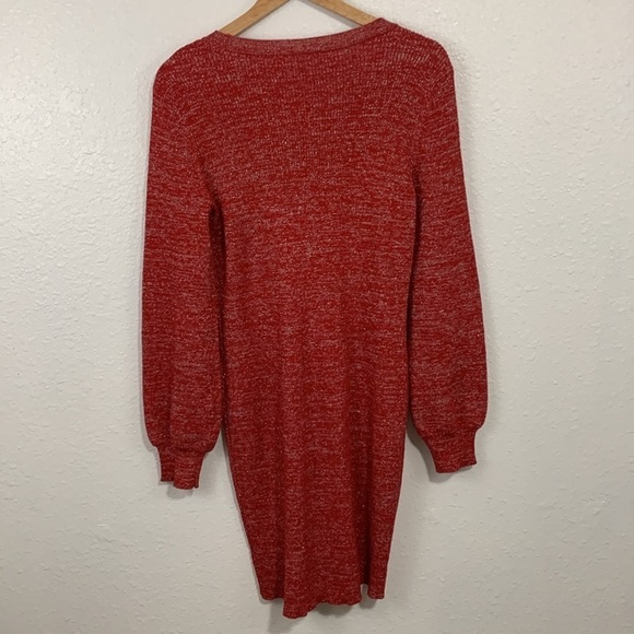 No Boundaries Red Silver Shimmery Holiday Sweater Dress Size XXL - Picture 5 of 5